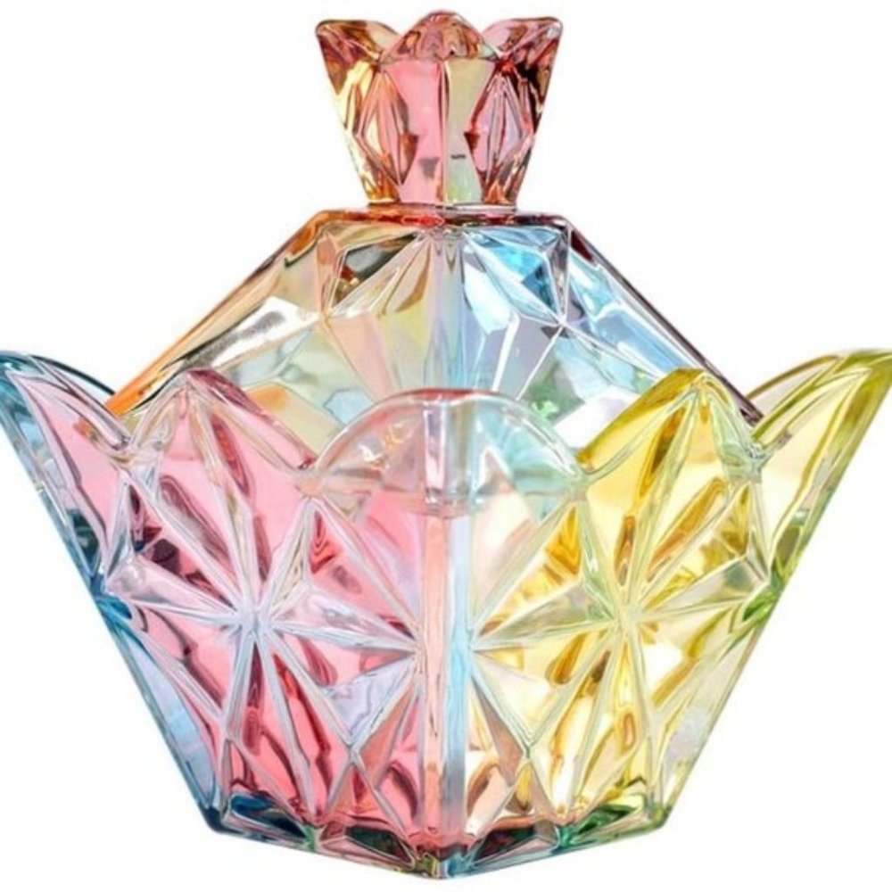 Free People 7oz Crystal Clear Glass Royal Embossed Apothecary Jar With Lids